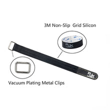 2Pcs RJXHOBBY 150-400mm Non Slip Silicone Metal Buckle Battery Straps Black for RC Model