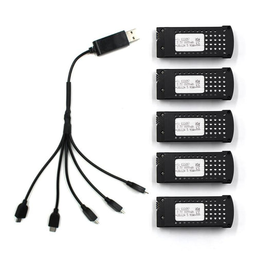 SG106 Foldable RC Quadcopter Spare Parts 3.7V 1600mah Lipo Battery 5 in 1 USB Charging Cable Set