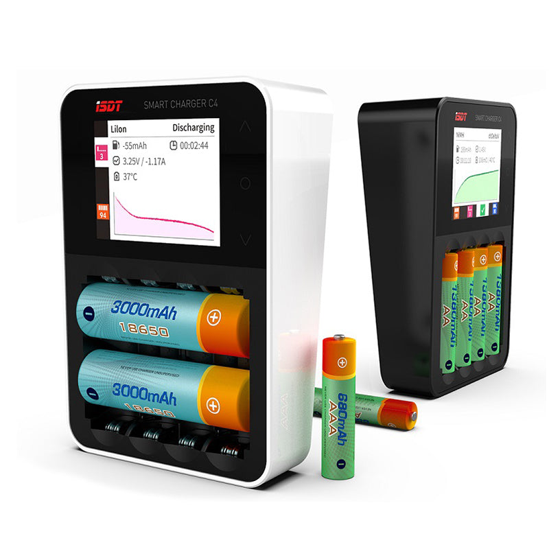 ISDT C4 8A Touch Screen Smart Battery Charger With USB Output For 18650 26650 AA AAA Battery