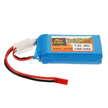 2 PCS ZOP Power 7.4V 1300mah 25C 2S Lipo Battery JST Plug