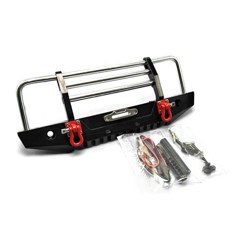 Aluminum Alloy D90 Axial 90046 Front Bumper Protector With LED Light For SCX10 SCX10 II RC Car Parts