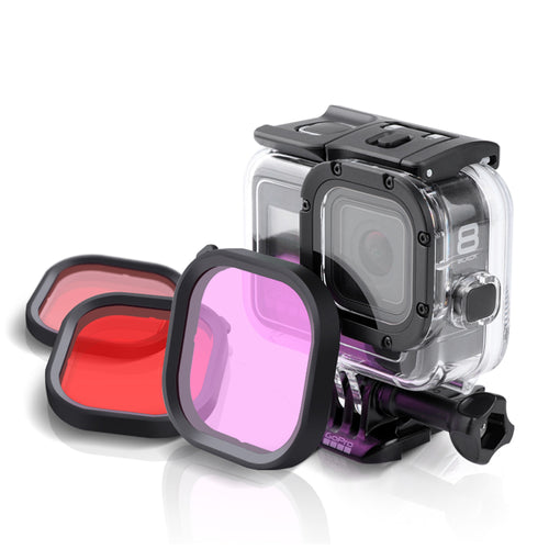  Diving Lens Filter Red / Pink / Purple For GoPro Hero 8 FPV Action Camera Compatible Original Waterproof Case