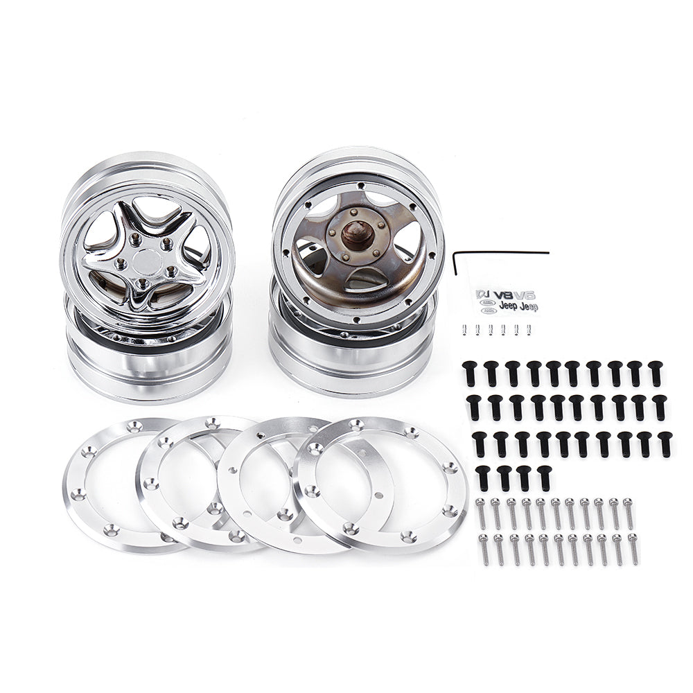 4PCS 1.9 Inch Aluminum Alloy Wheel Hub for 1/10 TRX4 SCX10 D90 RC Crawler Car Parts
