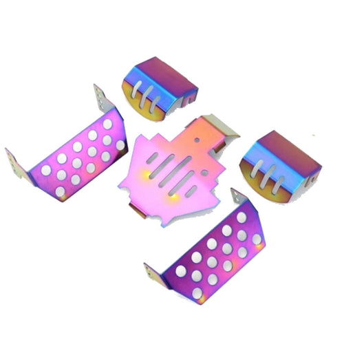 5PCS Colorful Stainless Steel Chassis Protection Skid Plate Armor for 1/10 TRX4 RC Vehicles Parts