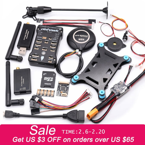 Pixhawk 2.4.8 PX4 PIX 32 Bit Flight Controller+M8N GPS+ 433/915Mhz 100/500mw Radio Telemetry+Safety Switch+Buzzer+rgb+I2C+ 4G SD