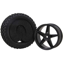 4Pcs Front Rear Pentagram Plastic Wheel Rims + High Grip Rubber Tires Tyres for RC 1:10 Off-Road Car Buggy