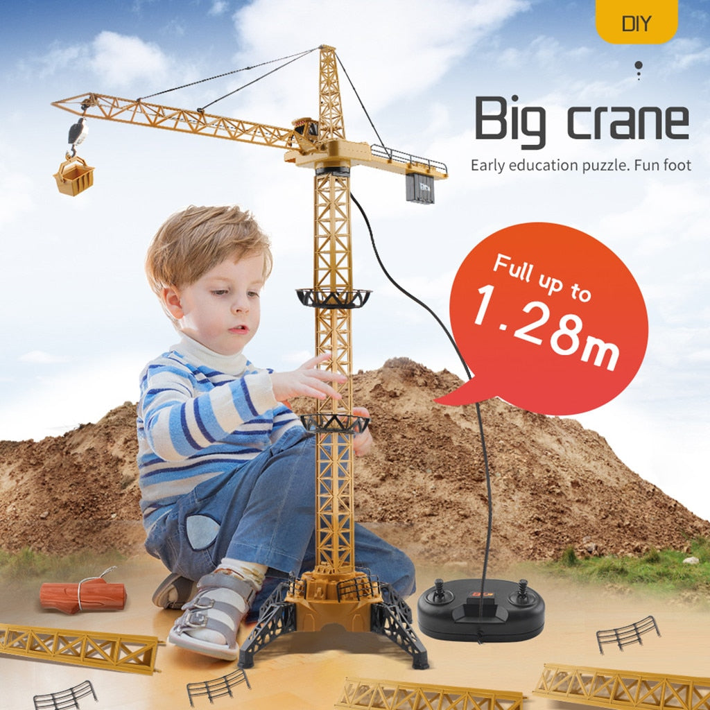 50 inch Tall Wired Remote Control Crawler Crane Toy Bucket Lift Up Construction Activity Playset Childern toys Educational dolls