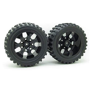 12mm Hub Wheel Rim and Tires 1:10 Off-Road RC Car Buggy Tyre with Foam Inserts Black Pack of 4