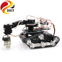 SZDOIT Full Metal 6-axis Robot Arm with Gripper + Y100 Smart Tank Chassis Kit 6DOF Vehicle Robotic with 6pcs Servos for Arduino