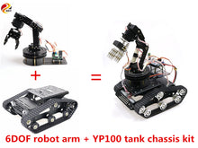 SZDOIT Wifi/Bluetooth/Handle Control Full Metal 6-Axis Robotic Arm With Gripper +YP100 Tracked Tank Chassis Kit DIY for Arduino