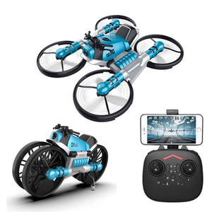 2 in 1 Deformation RC Folding Motorcycle 2.4G WIFI Remote Control Motor Bike Folding 4 Axis 0.3MP WiFi camera Drone