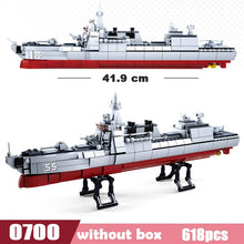 Navy Battle Ship Aircrafted Carrier ruiser Military Submarine Naval Destroyer Warship Model Building Block Legoingly Toys