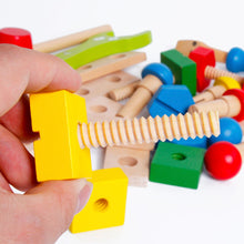 Wooden Construction Screwing Blocks Tool Kit Assembly Toolbox Building Set Detachable Nut for Age 3+ Children Construction Toys