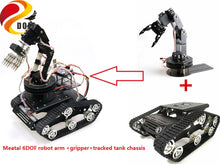 SZDOIT Full Metal 6-axis Robot Arm with Gripper + Y100 Smart Tank Chassis Kit 6DOF Vehicle Robotic with 6pcs Servos for Arduino