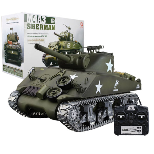 1:16 American M4A3 Sherman Simulated Tank 2.4G Remote Control Model Military Tank Sound Smoke Shooting Effect Metal Ultimate