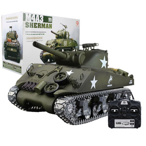 1:16 American M4A3 Sherman Simulated Tank 2.4G Remote Control Model Military Tank Sound Smoke Shooting Effect Metal Ultimate
