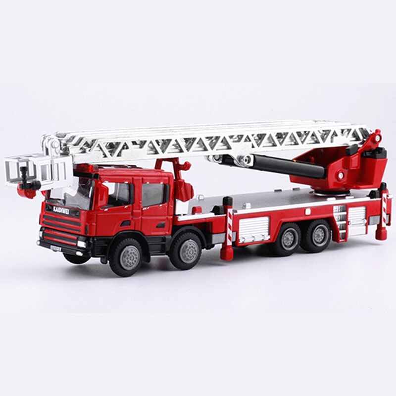 Engineering Ladder Fire Lift Simulation Truck 1:50 Alloy Diecast Children's Toys Collection Ornaments Christmas Gifts Model