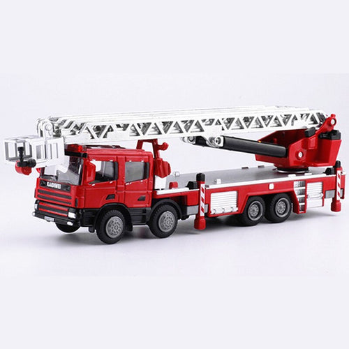 Engineering Ladder Fire Lift Simulation Truck 1:50 Alloy Diecast Children's Toys Collection Ornaments Christmas Gifts Model