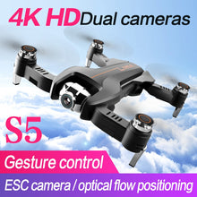 S5 4K Dual Camera Quadcopter Drone With Camera Foldable Quadcopter With Optical-Flow Adjustable Angle Camera RC Helicopter Toy