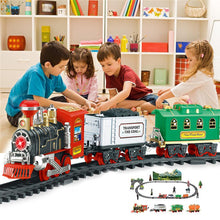 Chrismas Usb RC Train Toy 12 Rails Remote Control Train Model Railway Kits Dynamic Steam Simulation Model Toy Set For Children