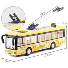 Kids Toys Alloy Sightseeing Bus Model 1/32 Trolley Bus Diecast Tram Bus Vehicles Car Toy with Light & Sound Collections