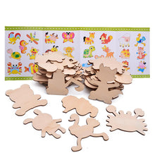 52pcs Wooden Painting Boards Children Kids Study Painting Tool Baby Graffiti Coloring Painted Template Pack Child Puzzle Toys