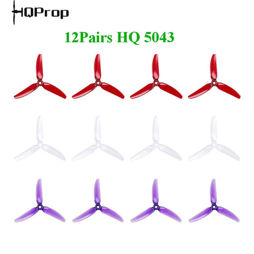 12Pairs 24PCS HQprop HQ 5X4.3X3 5043 5inch 3 blade/tri-blade Propeller Prop POPO for T-Motor Motor FPV RC Racing Drone