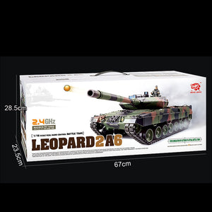 1:16 German Leopard 2A6 Main Battle Tank 2.4G Remote Control Model Military Tank Sound Smoke Shooting Effect Metal Upgraded