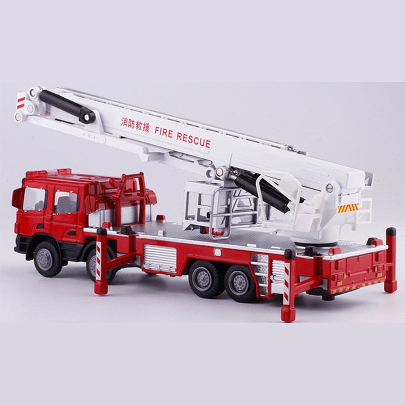 1:50 Alloy Engineering Vehicles,High Simulation Fire Truck,Fire Ladder,Climbing Car,Children's Educational Toys