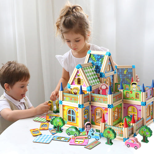 128/268pcs Master architecture building blocks toy Children's wooden toy Model Building Kits House models Assembling block gift