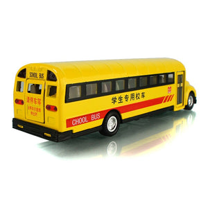 1:32 Scale Alloy Pull Back Car Model School Bus Model Toy 2 Open Doors with Sound Light for Kids Toy