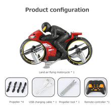2.4G 2 In 1 Land Air Fly Motorcycle Headless Mode Remote Control Four-axis Drone Racing Stunt Motorcycle Toys For Children Gift