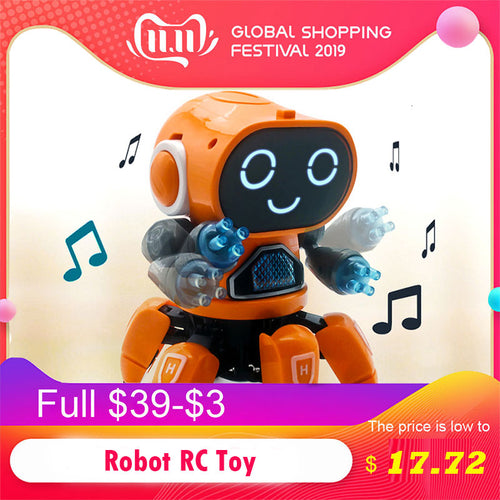 New Product Dancing Electric Six-claw Small 6 Robot RC Robot Light Funko Pop Music Children Boy Girl Intelligent Sensing Robot