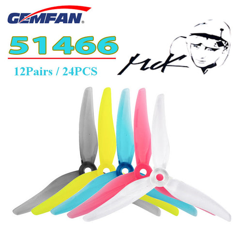 12Pairs 24PCS Gemfan 51466 Hurricane 5 Inch Durable 3-Blade Propeller Support POPO for RC Drone FPV Racing
