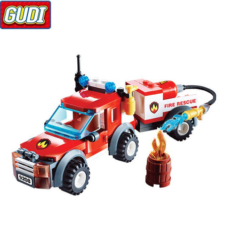 Fire Truck Blocks Children Educational Assembled Model Building Kits Blocks Toy Boy Kid Best Christmas Gift Brinquedos 9208