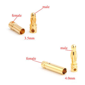 10pcs Amass 2.0mm 3.0mm 3.5mm 4.0mm 5.5mm Gold Bullet Banana Connector 6.0mm 8.0mm plug for RC Battery 5pairs