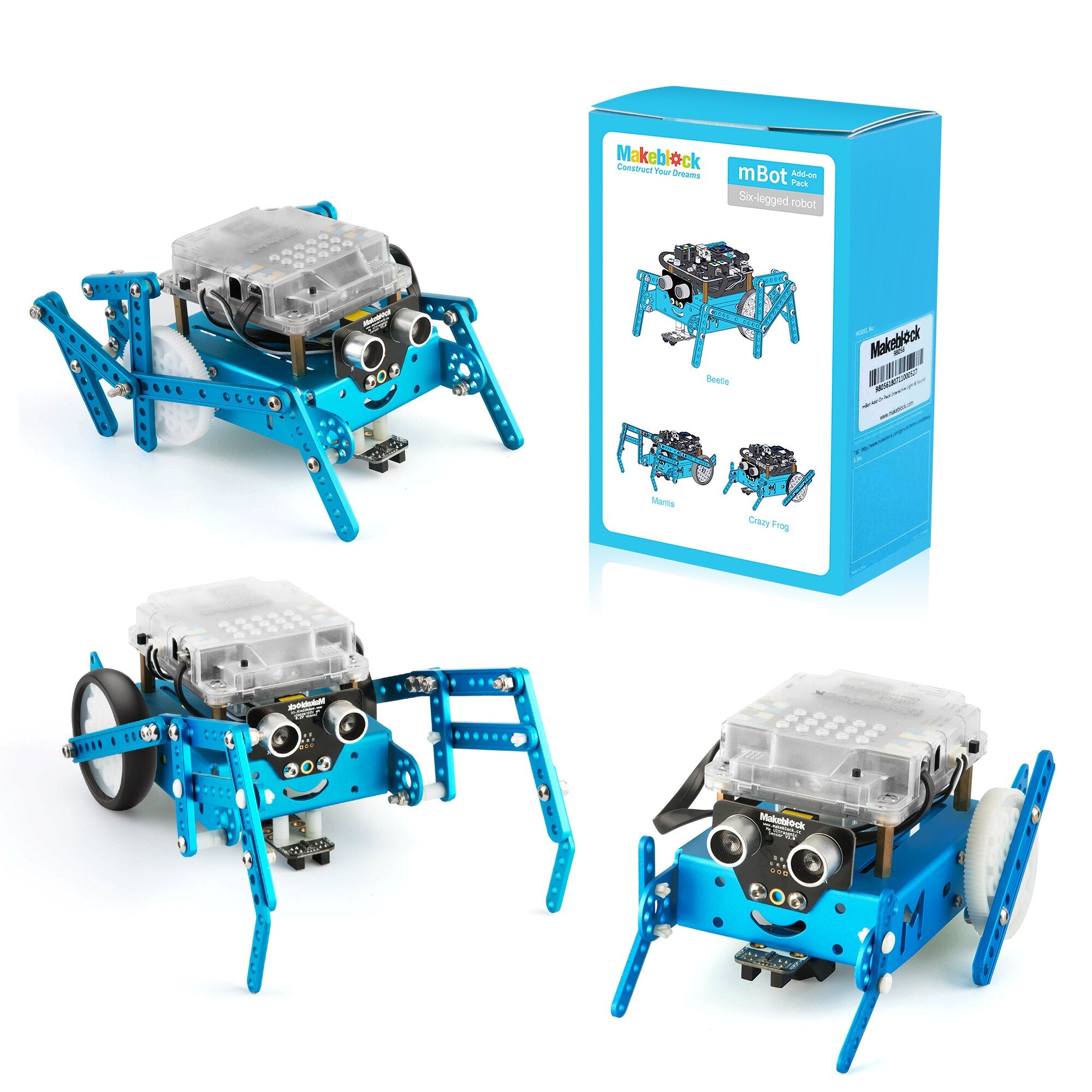 Makeblock Six-Legged Robot Add-On Pack Designed For MBot, 3-In-1 Robot Add-On Pack, 3+ Shapes