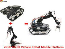 SZDOIT 7DOF Metal Vehicle Robot Mobile Platform 7-Axis Robotic Arm with Gripper + Y100 Tracked Tank Chassis Kit DIY for Arduino