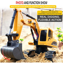 RC Cars Remote Control Toys 1:24 ,6 Channels 2.4G Metal Excavator Charging Simulation Yellow metal+ABS Transmitter Mini Gift Toy