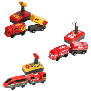 Children RC Train Toy Electric Magnetic Train Toy Locomotive Plaything For Wood Rail Way Train Model Mini Train Toys