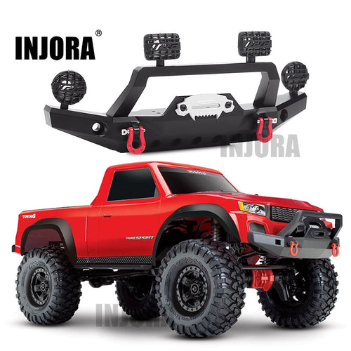 INJORA TRX-4 Metal Front Bumper with Led Light for 1/10 RC Crawler Traxxas TRX4 Sport 82024-4 Parts