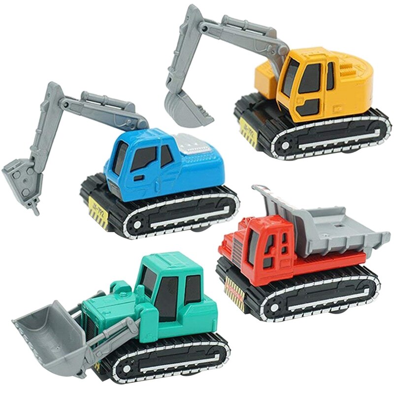 4Pack Construction Vehicles Toys Metal Engineering Tractor Mini Pull Back Cars Play Set Party Supplies for Kids Toddler Boys