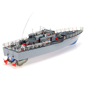 1/115 2.4G EHT-2877 Missile Destroyer RC Boat 4km/h Vehicle Models Outdoor Toys Boy Gifts w/ Two Motors Light Controller