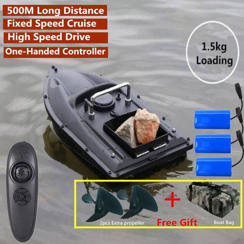 Fixed Speed Cruise New Function Intelligent Wireless Rc Lure Boat Bait Boat 500M 1.5KG Fish Finder RC Fishing Boat With Free Bag