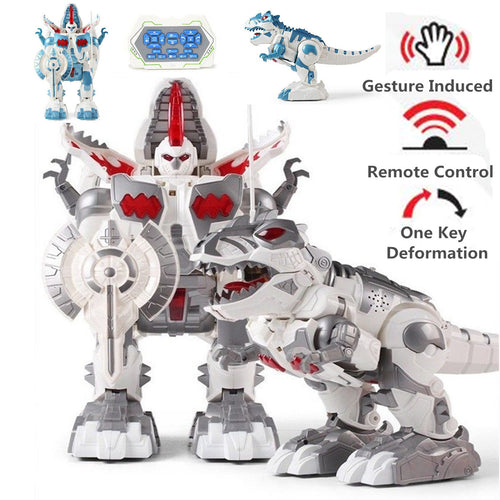 Remote Control Dinosaur Transformer Robot Walking Robot with Song Light RC Animal Toys Intelligent Dinosaur Robot Children Gifts