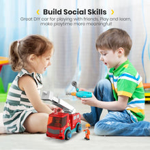 DEERC RC Cars Fire Truck Music DIY Disassembly Toys Tool Cars Remote Control Trucks Set for Children Boys Kids Assemble