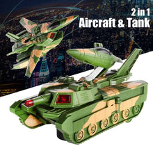 2 In 1 Electric Deformation Plane Plastic Voice LED Light Safe Transformation Toy Automatic Presentation Tank Children Kis Gifts