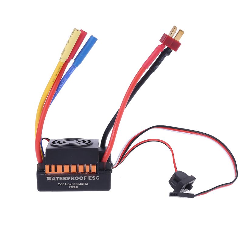 Brushless Motor 1/10, 60A Waterproof ESC Electric Speed Controller for RC Part Accessory R7RB