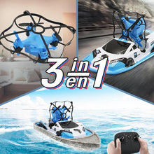 3 In 1 Remote Control Boat Drone Hovercraft Boat 360-degrees Flip Drone Helicopter Water Racing Boat Drone
