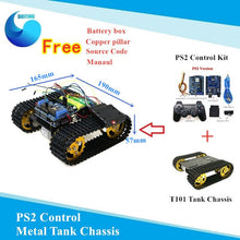 Joystick Control Smart Robot Tank Chassis for PS2 with Dual DC 12V Motor+Control Board+Motor Driver Board for DIY Project T101